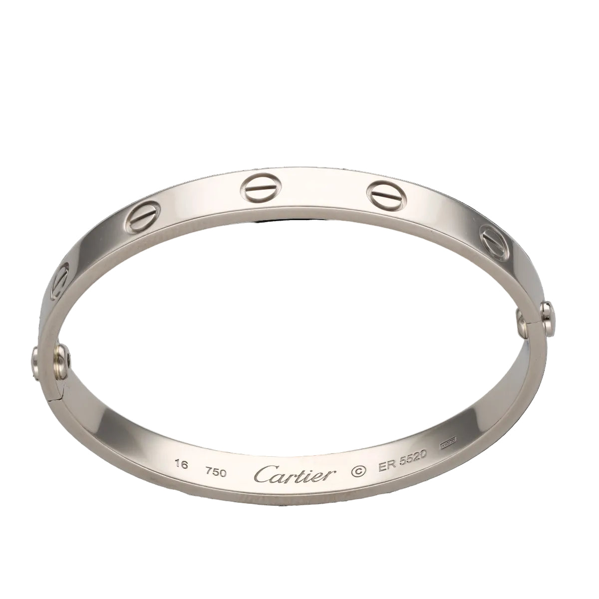 Bracelet Cartier Love Classique – Or Gris 18k – Taille 16 – Full Set 2006 – Révision Cartier Paris 2023