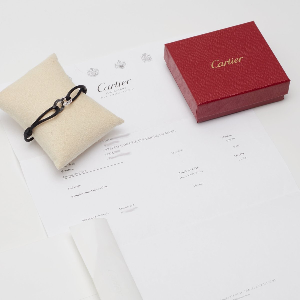 Bracelet Cartier Love Cord en or blanc et céramique - Castafiore