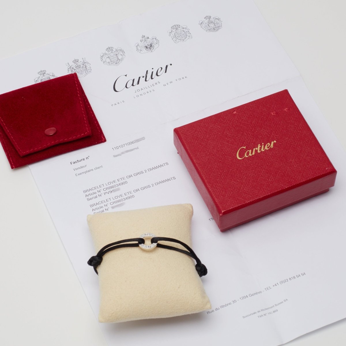 Bracelet Cartier Love Cord en or blanc et diamants - Castafiore