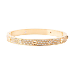 Bracelet CARTIER "Love" Modèle Classique Pavé en or rose et diamants - Castafiore
