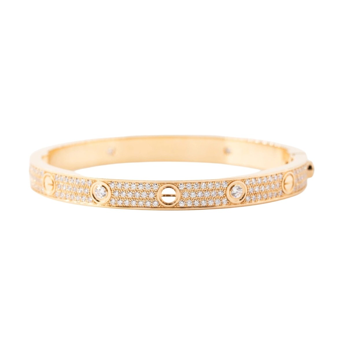 Bracelet CARTIER "Love" Modèle Classique Pavé en or rose et diamants - Castafiore