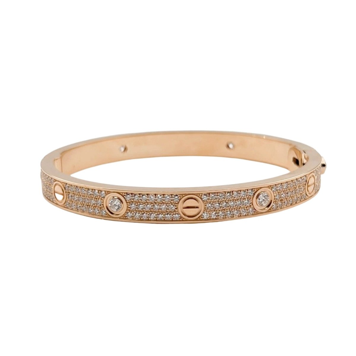 Bracelet CARTIER "Love" Modèle Classique Pavé en or rose et diamants - Castafiore