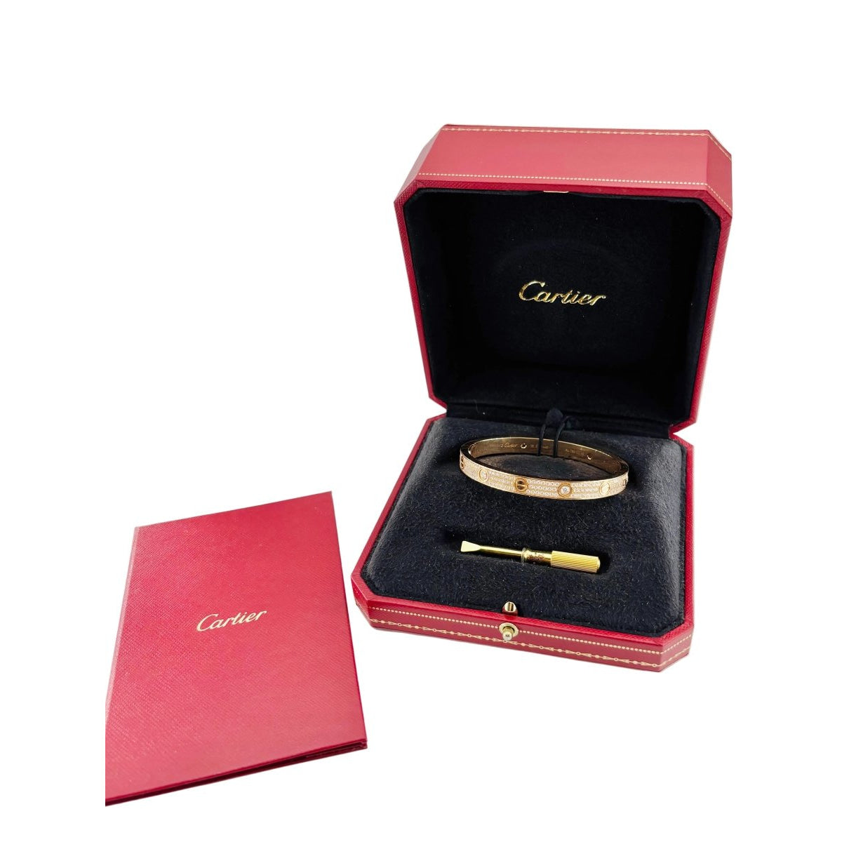 Bracelet CARTIER "Love" pavé en or rose et diamants - Castafiore