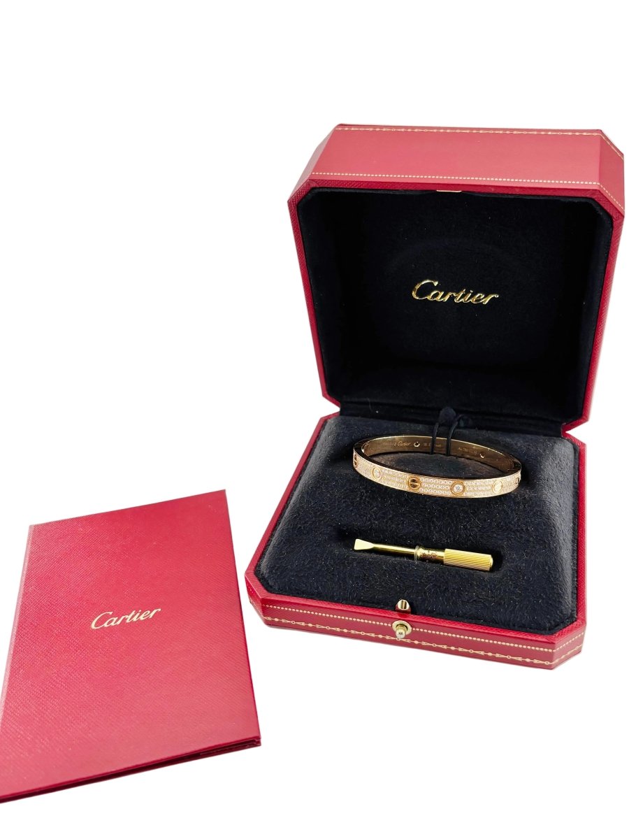 Bracelet CARTIER "Love" pavé en or rose et diamants - Castafiore