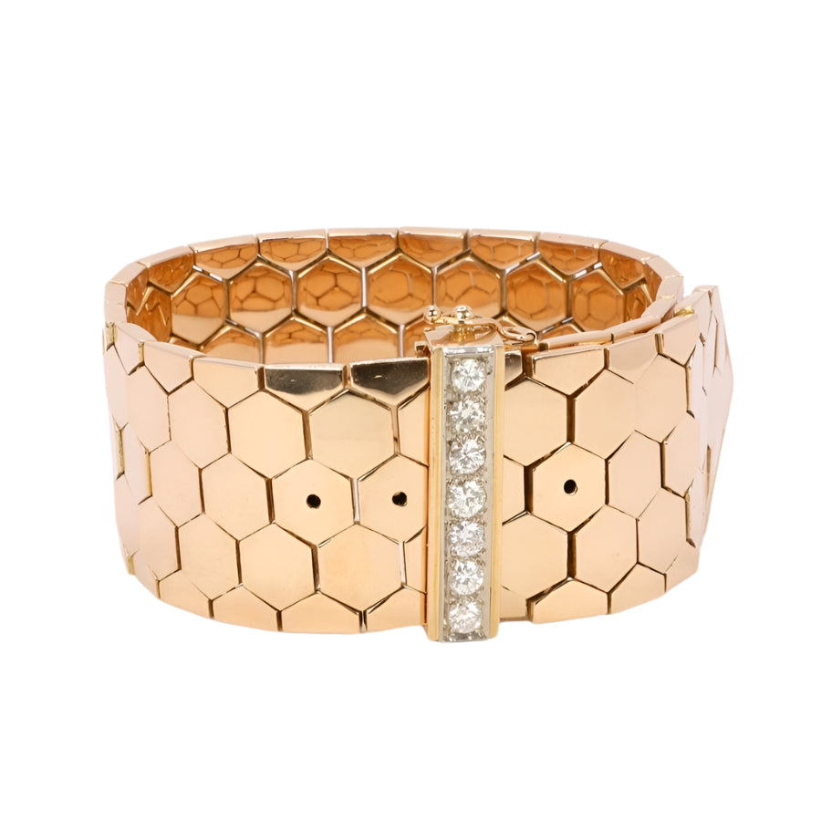 Bracelet ceinture vintage or rose diamants 1.4 ct - Castafiore