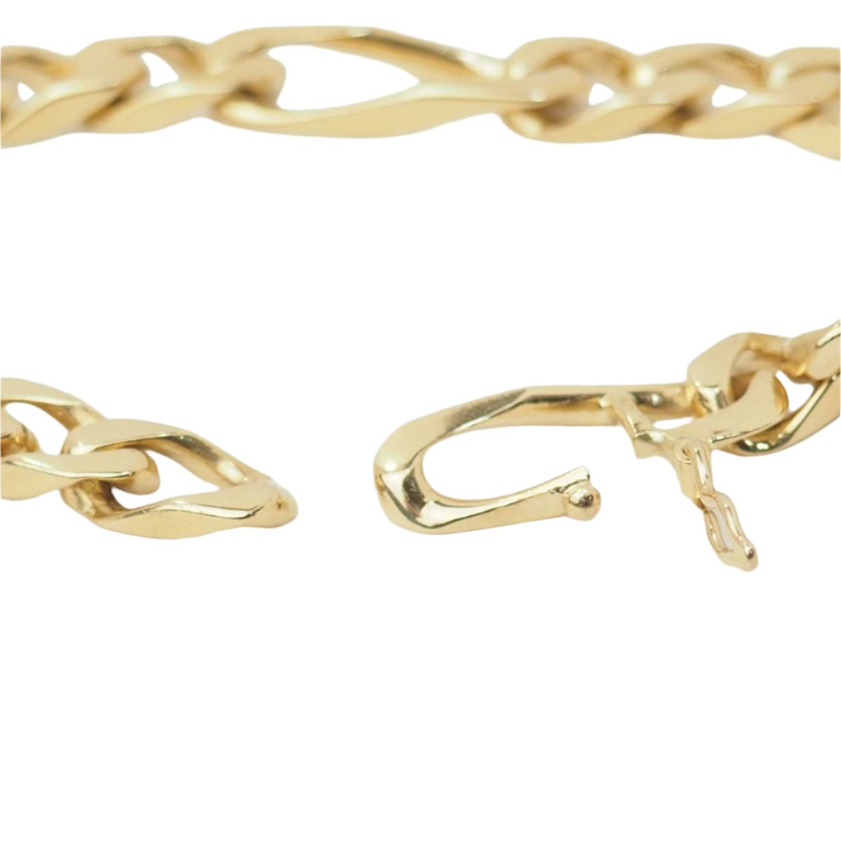 Bracelet chaine maille figaro alternée en or jaune - Castafiore