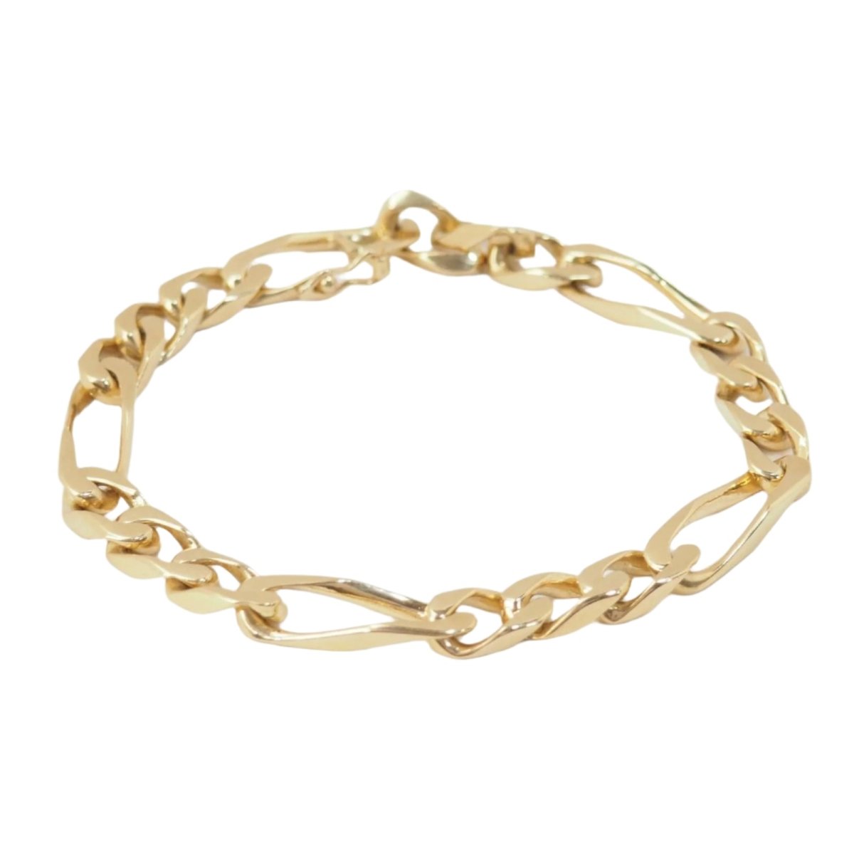 Bracelet chaine maille figaro alternée en or jaune - Castafiore
