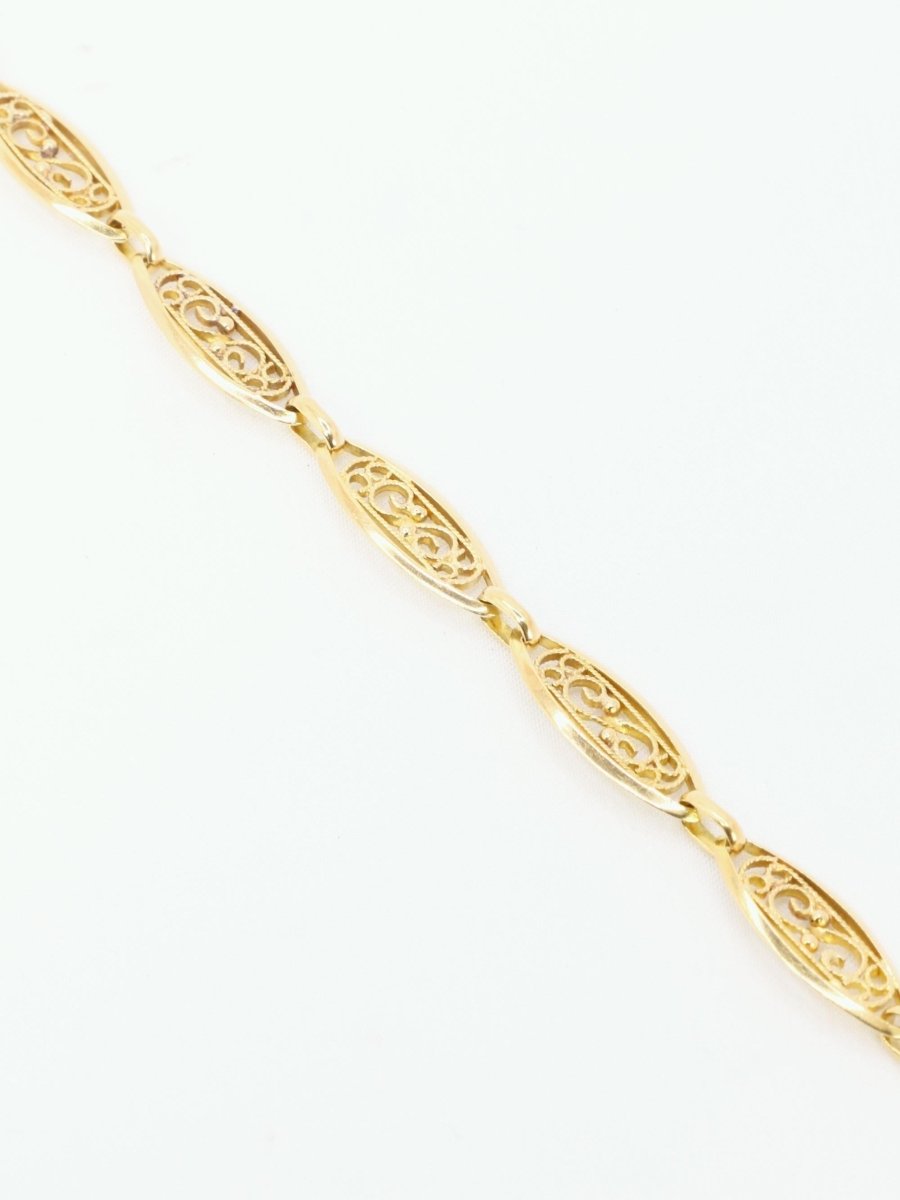 Bracelet chaîne maille filigrane or jaune - Castafiore
