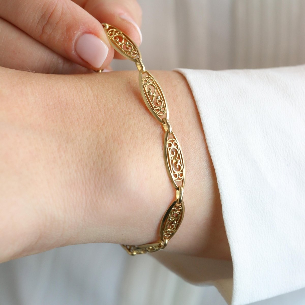 Bracelet chaîne maille filigrane or jaune - Castafiore