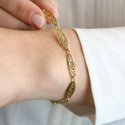 Bracelet chaîne maille filigrane or jaune - Castafiore