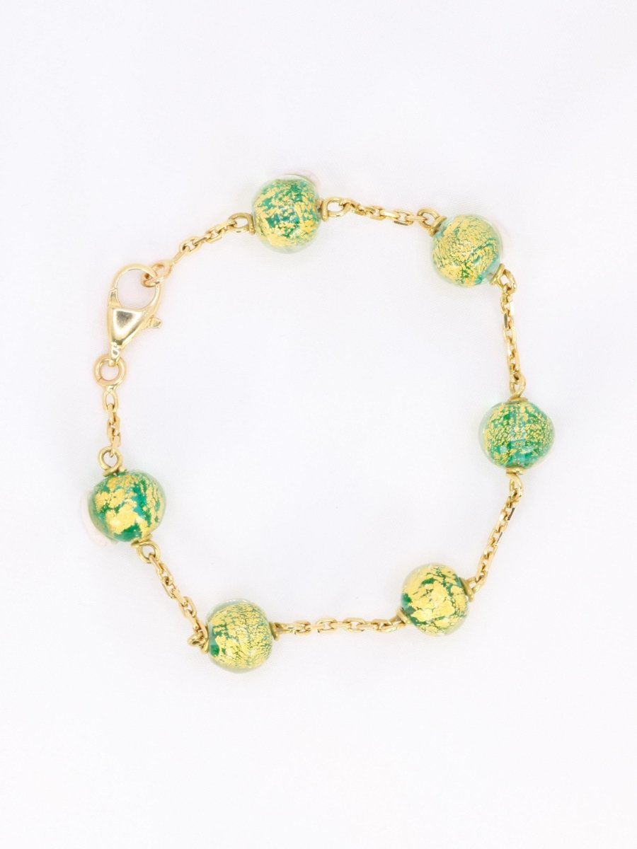 Bracelet chaine or jaune perles de Murano - Castafiore