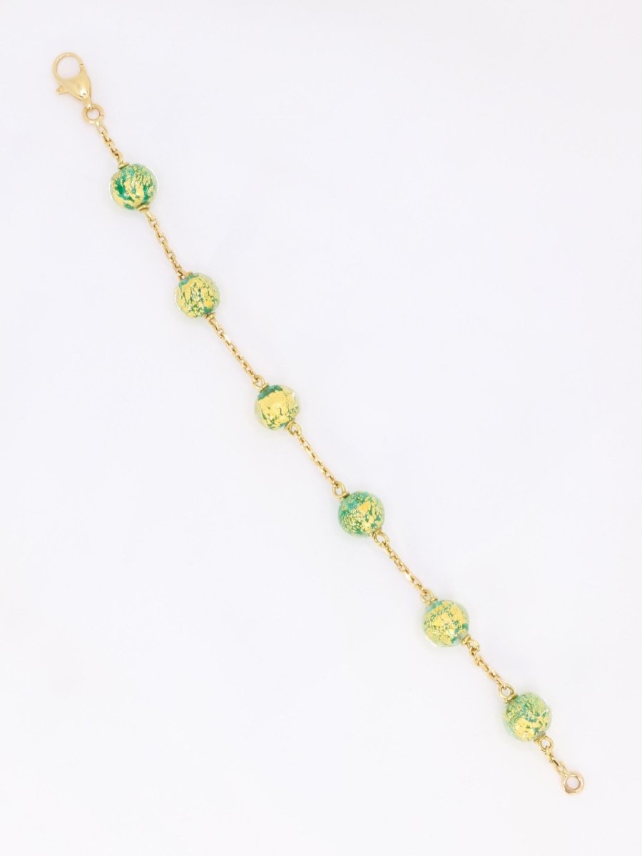 Bracelet chaine or jaune perles de Murano - Castafiore