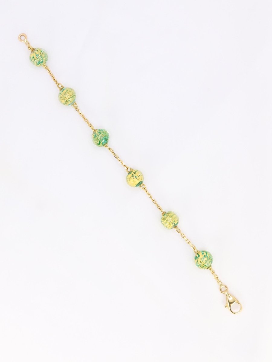 Bracelet chaine or jaune perles de Murano - Castafiore