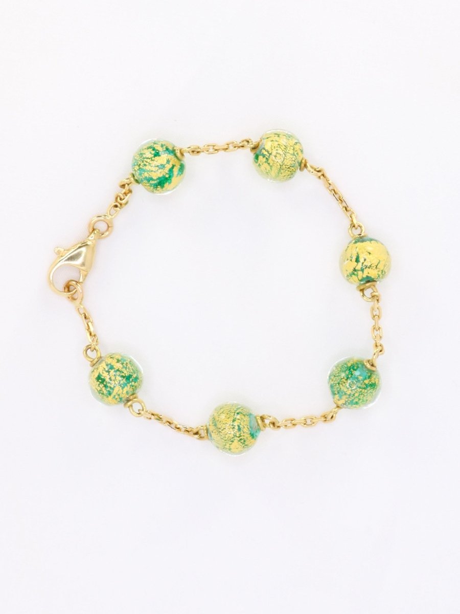 Bracelet chaine or jaune perles de Murano - Castafiore