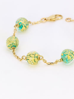 Bracelet chaine or jaune perles de Murano - Castafiore