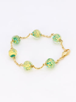 Bracelet chaine or jaune perles de Murano - Castafiore