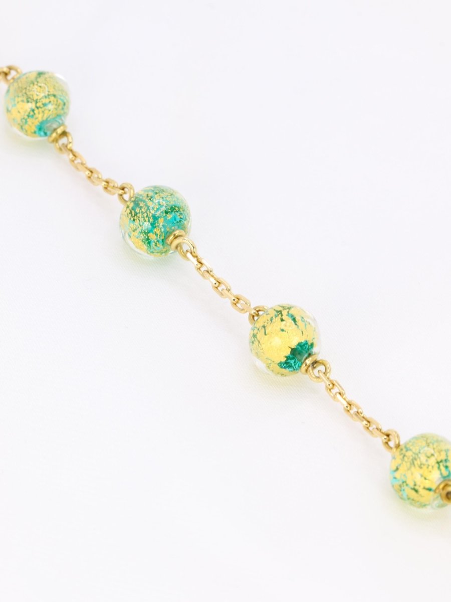 Bracelet chaine or jaune perles de Murano - Castafiore