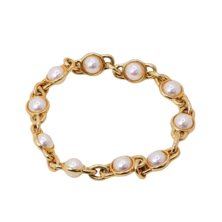 Bracelet chaine vintage or jaune perles Akoya - Castafiore