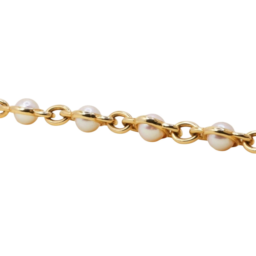 Bracelet chaine vintage or jaune perles Akoya - Castafiore