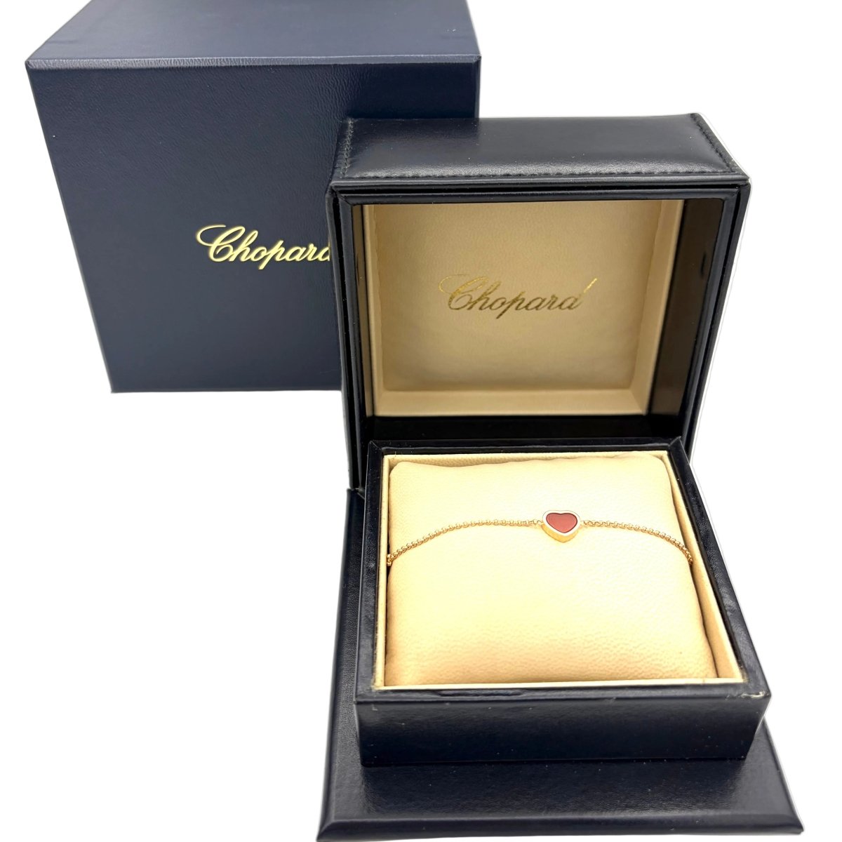Bracelet CHOPARD "Happy Hearts" en or rose et cornaline - Castafiore