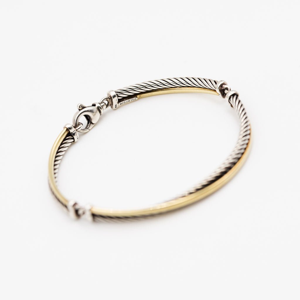 Bracelet DAVID YURMAN "Crossover" en argent et or jaune - Castafiore