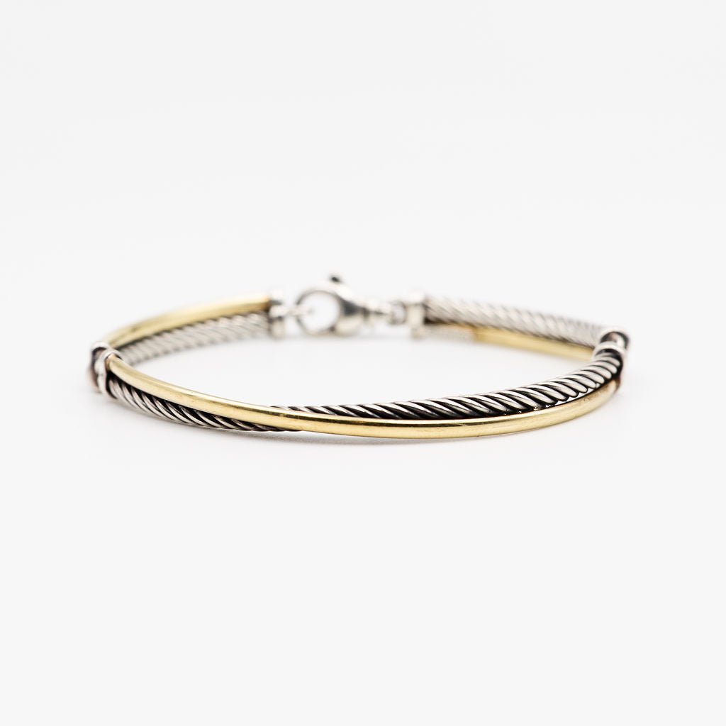 Bracelet DAVID YURMAN "Crossover" en argent et or jaune - Castafiore