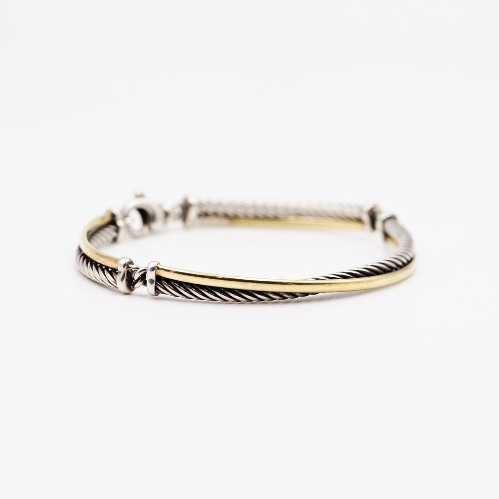 Bracelet DAVID YURMAN "Crossover" en argent et or jaune - Castafiore