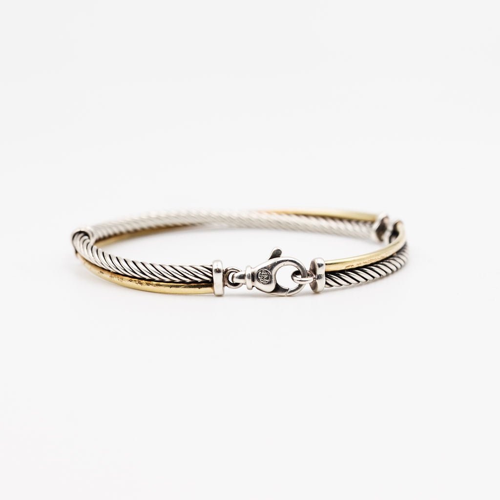Bracelet DAVID YURMAN "Crossover" en argent et or jaune - Castafiore