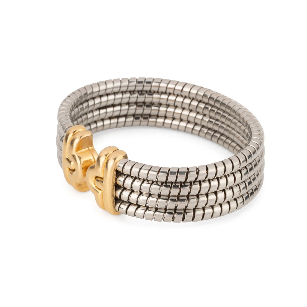 Bracelet de la Maison Bvlgari,collection Parentesi en acier et or jaune - Castafiore