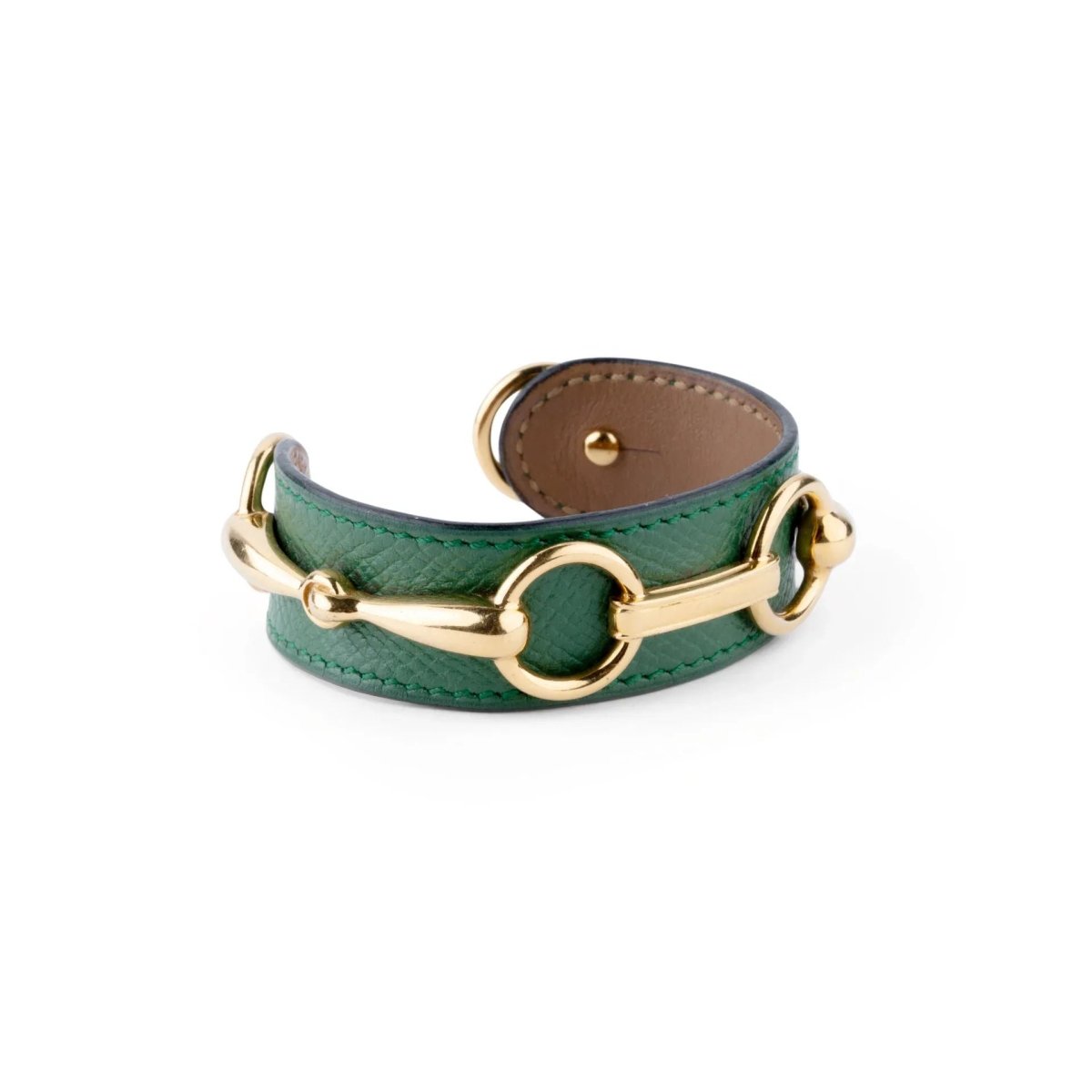 Bracelet de la maison Hermès en cuir et métal doré - Castafiore