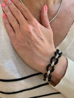 Bracelet Diamants Céramique Or Gris 18 Carats - Castafiore