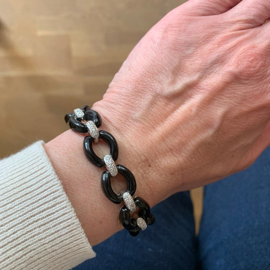 Bracelet Diamants Céramique Or Gris 18 Carats - Castafiore