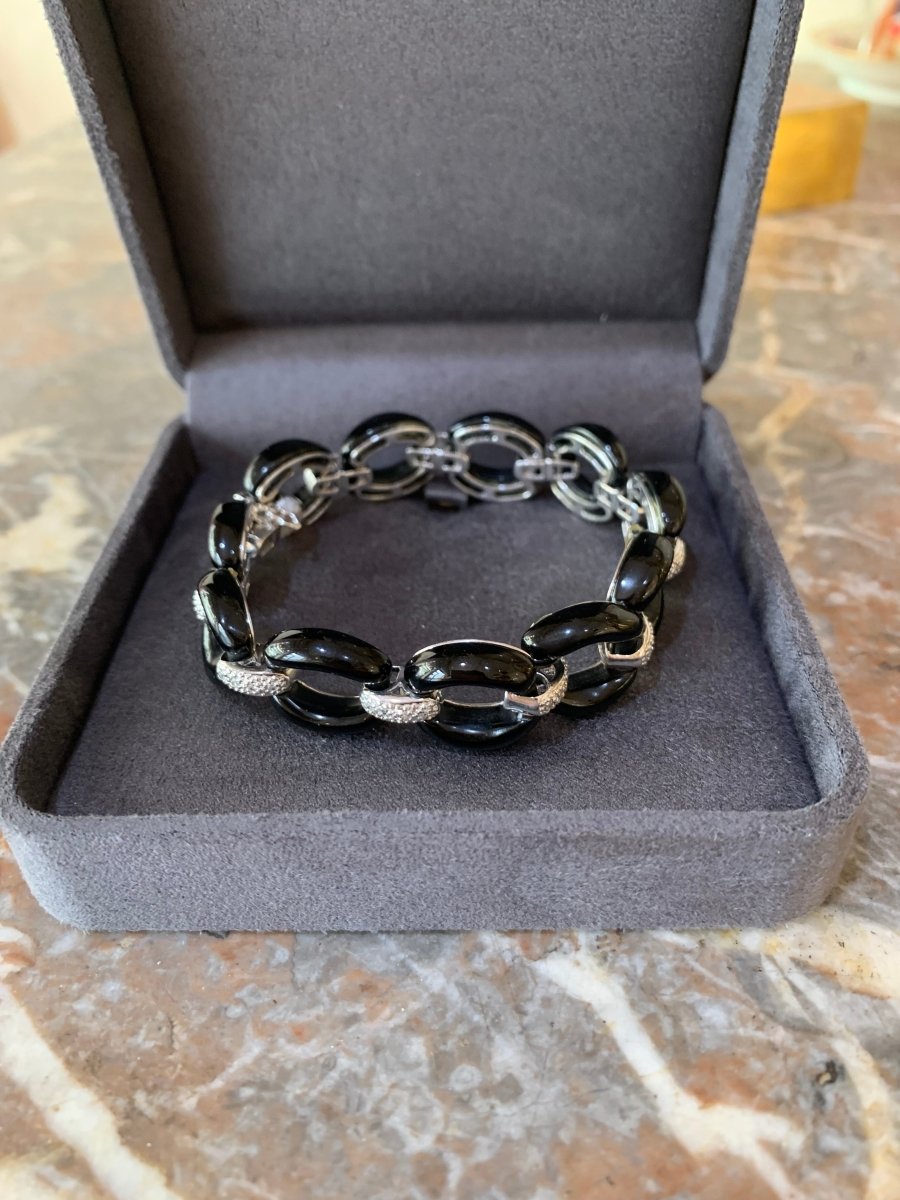 Bracelet Diamants Céramique Or Gris 18 Carats - Castafiore