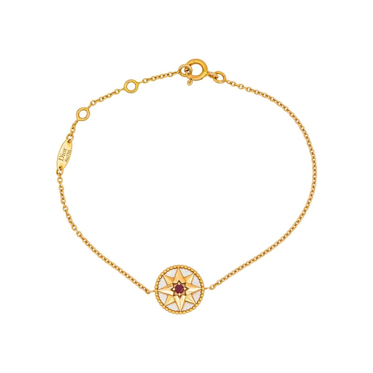 Bracelet DIOR "Rose des vents" en or jaune, nacre et rubis - Castafiore