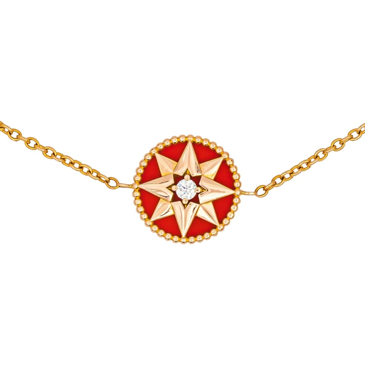 Bracelet DIOR "Rose des vents" en or rose, céramique et diamant - Castafiore