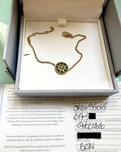 Bracelet Dior Rose des Vents Malachite Diamant Or Jaune 18 Carats - Castafiore