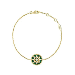 Bracelet Dior Rose des Vents Malachite Diamant Or Jaune 18 Carats - Castafiore