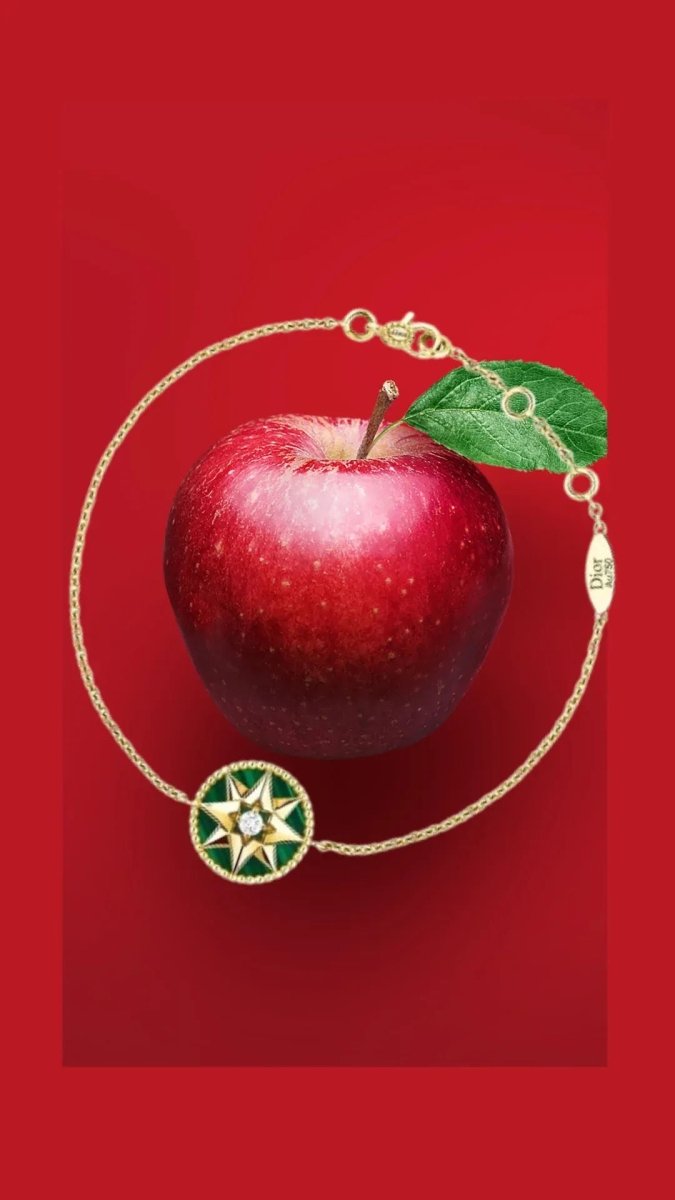 Bracelet Dior Rose des Vents Malachite Diamant Or Jaune 18 Carats - Castafiore