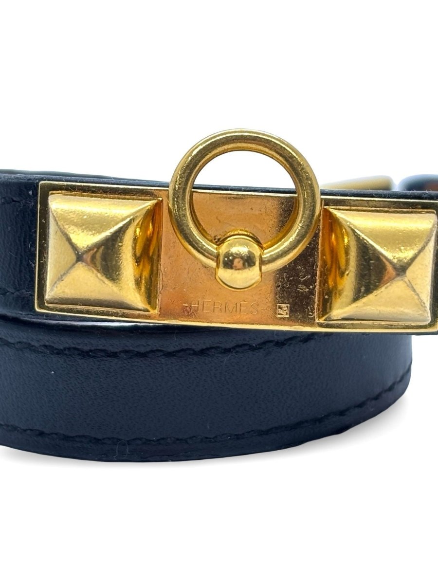 Bracelet double tour Hermès Rivale plaqué or - Castafiore