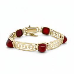 Bracelet EDYAD Art déco en or jaune et cornaline - Castafiore