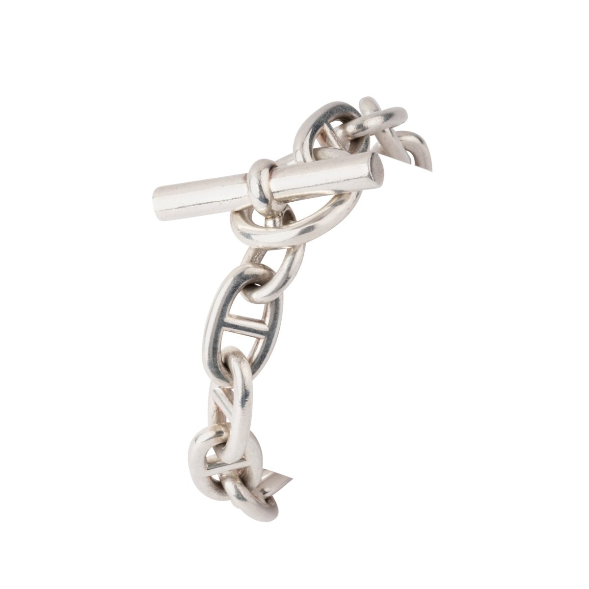 Bracelet en argent de la maison Hermès modèle iconique chaine d'ancre. - Castafiore