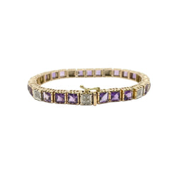 Bracelet en or 18KT avec diamants et améthystes naturelles, époque 1950. - Castafiore
