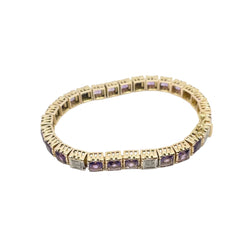Bracelet en or 18KT avec diamants et améthystes naturelles, époque 1950. - Castafiore