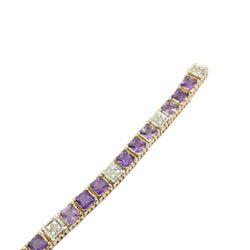 Bracelet en or 18KT avec diamants et améthystes naturelles, époque 1950. - Castafiore