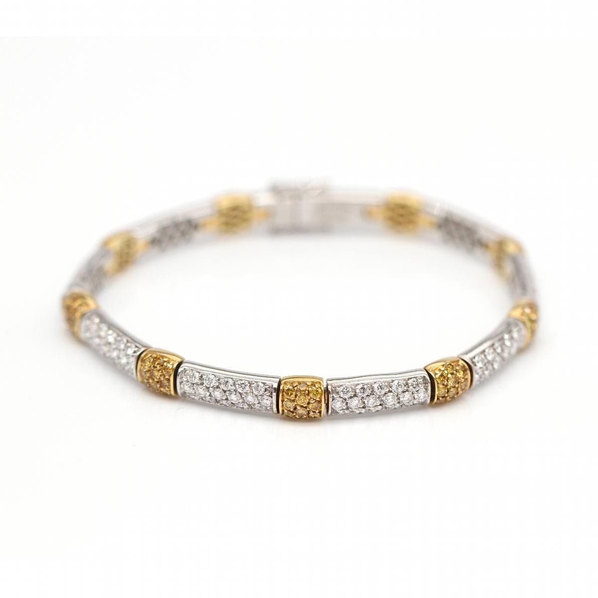 Bracelet en or bicolore 18K avec diamants et saphirs bleus - Castafiore