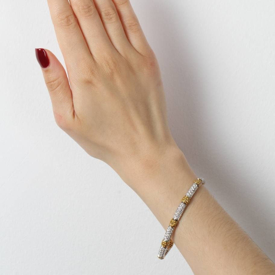 Bracelet en or bicolore 18K avec diamants et saphirs bleus - Castafiore