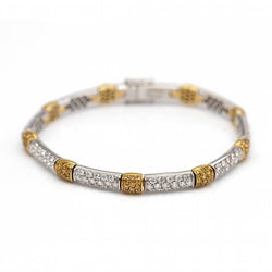 Bracelet en or bicolore 18K avec diamants et saphirs bleus - Castafiore