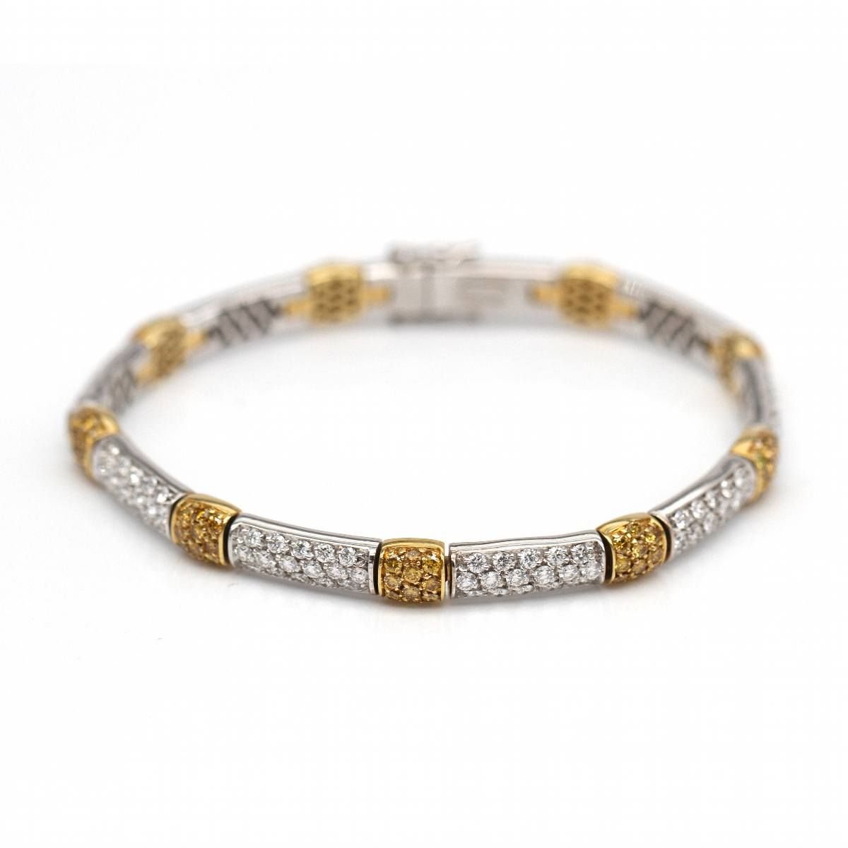 Bracelet en or bicolore 18K avec diamants et saphirs bleus - Castafiore