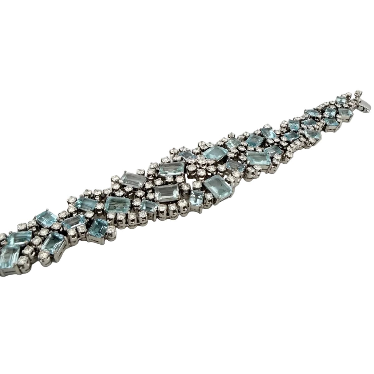 Bracelet en or blanc, aigues-marines et diamants - Castafiore