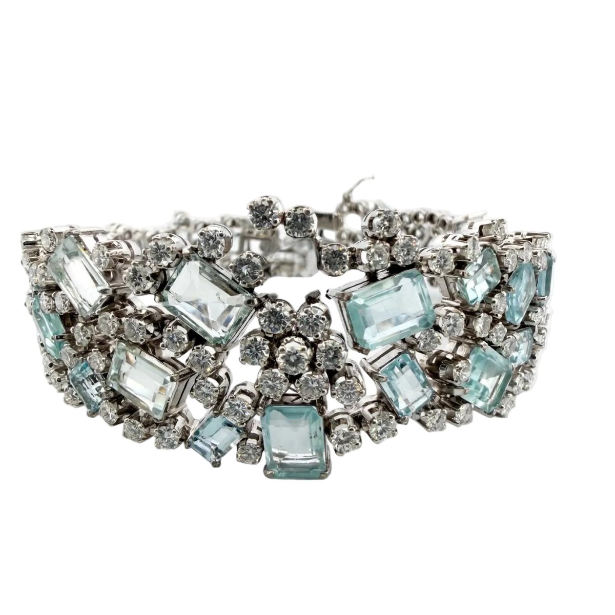 Bracelet en or blanc, aigues-marines et diamants - Castafiore